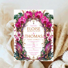 Invitación Boda Botánica de Orquídea Tropical Elegante Oro