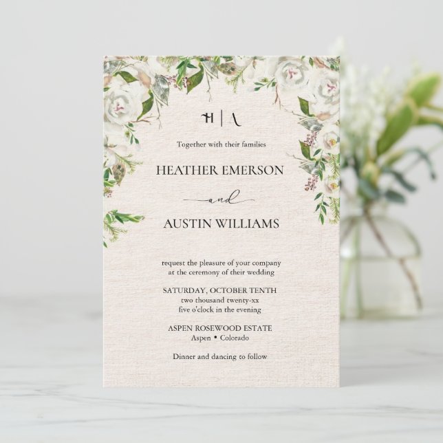 Invitación Boda Botánica de Otoño Boho | Boda Botánica (Anverso de pie)