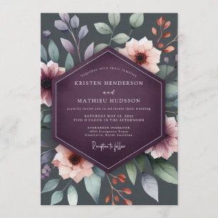 Invitación Boda botánica de otoño con ciruela Moody