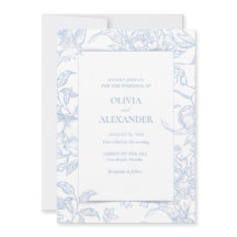 Boda Botánica de Pájaros Florales Azul Francés