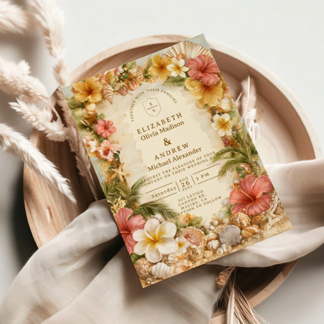 Invitación Boda Botánica de Playa con Hibiscus Tropical (Subido por el creador)