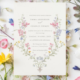 Invitación Boda botánica de pradera de flores silvestres en p