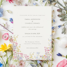 Invitación Boda botánica de pradera de flores silvestres en p