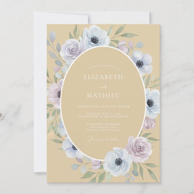 Invitación Boda Botánica de Primavera Tan Suave (Anverso)