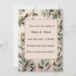 Invitación Boda botánica de ramita de olivo