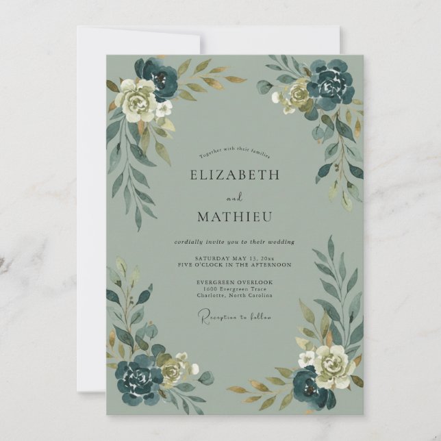 Invitación Boda Botánica de Sage Moody (Anverso)