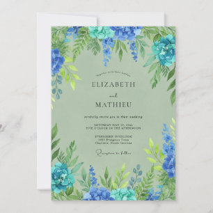 Invitación Boda Botánica de Salvia Turquesa