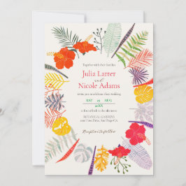 Invitación Boda botánica de selva tropical de hibisco