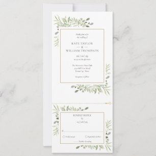 Invitación Boda Botánica de Vegetación Moderna Todo En Uno