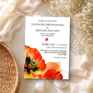 Invitación Boda Botánica de Verano con Flor de Amapola Roja