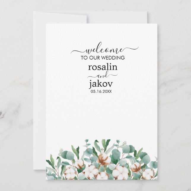 Invitación Boda botánica de verde elegante (Anverso)