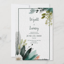 Invitación Boda Botánica de Verde Esmeralda Tropical Moderno