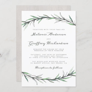 Invitación Boda botánica del arbolado de la tipografía