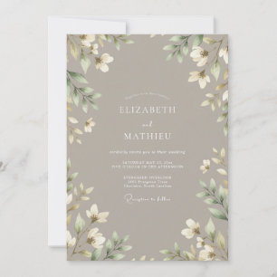 Invitación Boda Botánica Delicada Beige