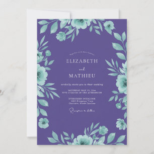 Invitación Boda Botánica Delicada Púrpura