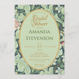 Invitación Boda Botánica Desayuno Dorado Verde Menta Vintage