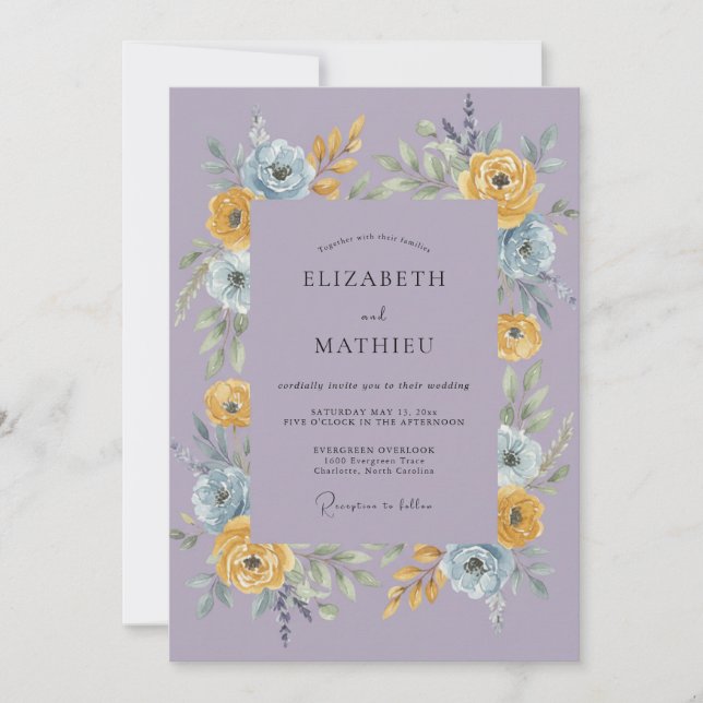 Invitación Boda Botánica Dichosa de Lavanda (Anverso)