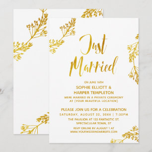 Invitación Boda Botánica Dorada Evento Post Nupcial