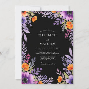 Invitación Boda Botánica Dramática Negra
