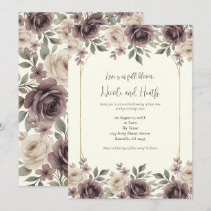Invitación Boda Botánica Dusty Mauve y Flor de Marfil