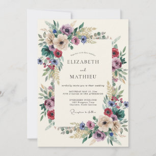 Invitación Boda Botánica Ecléctica de Borgoña