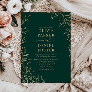 Invitación Boda Botánica Ecológica de Oro Elegante