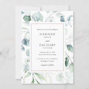 Invitación Boda Botánica Elegante Acuarela Verde