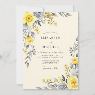 Invitación Boda Botánica Elegante Amarilla