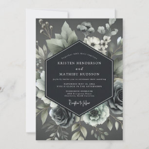 Invitación Boda Botánica Elegante Ceniza