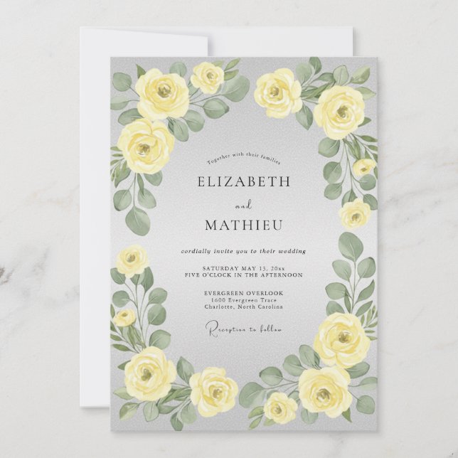 Invitación Boda Botánica Elegante con Limón (Anverso)