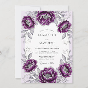 Invitación Boda Botánica Elegante de Ciruela