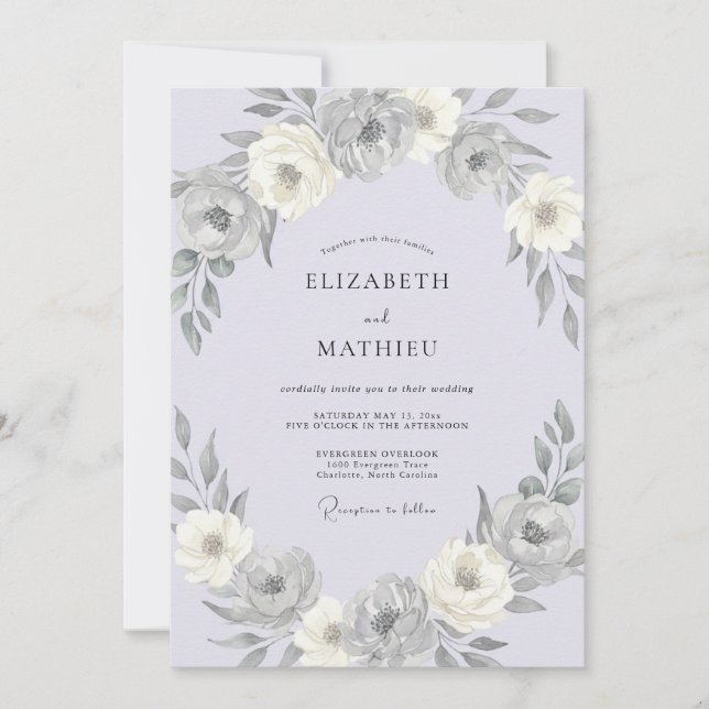 Invitación Boda Botánica Elegante de Lavanda (Anverso)
