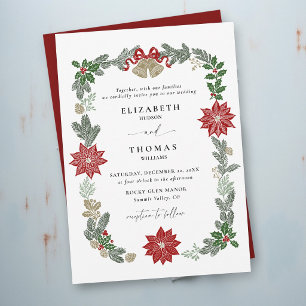 Invitación Boda Botánica Elegante de Navidad de Invierno
