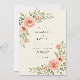 Invitación Boda Botánica Elegante de Salmón