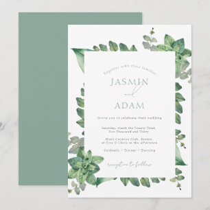 Invitación Boda Botánica Elegante de Verde Salvia