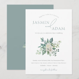 Invitación Boda Botánica Elegante de Verde Salvia