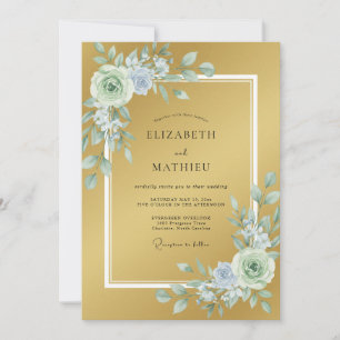 Invitación Boda Botánica Elegante Dorada