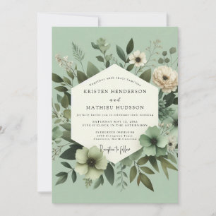 Invitación Boda Botánica Elegante en Verde Salvia