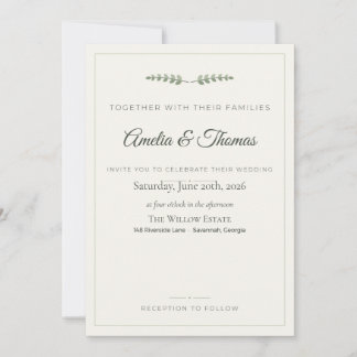 Invitación Boda Botánica Elegante Eucalipto Verde Salvia En