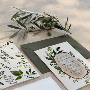 Invitación Boda Botánica Elegante Granja de Follaje Rústico