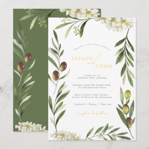 Invitación Boda Botánica Elegante Rama de Olivo