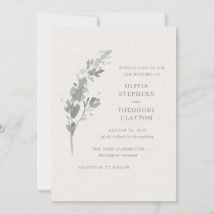 Invitación Boda Botánica Elegante Verde Salvia Moderna