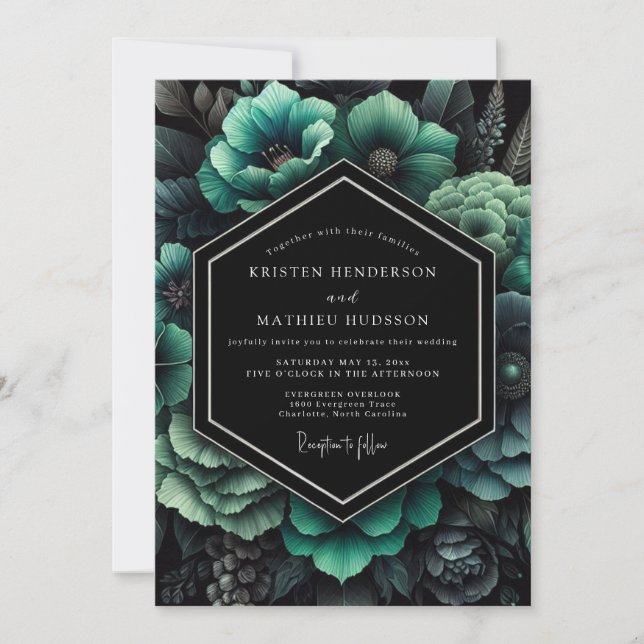 Invitación Boda Botánica Emerald Moody (Anverso)
