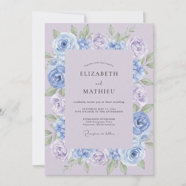 Invitación Boda Botánica Encantada de Lavanda (Anverso)