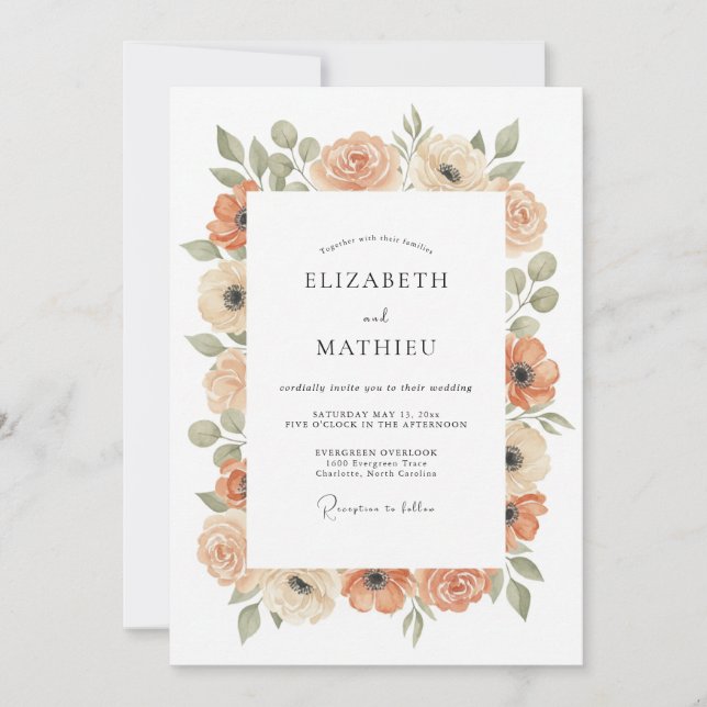 Invitación Boda Botánica Encantadora de Albaricoque (Anverso)