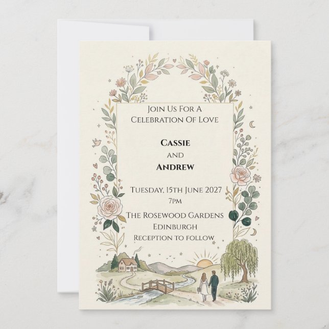 Invitación Boda Botánica Escocesa (Anverso)
