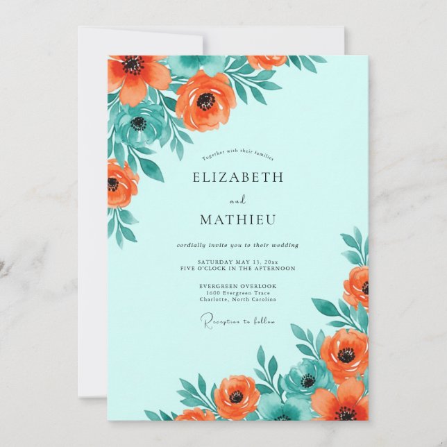 Invitación Boda Botánica Espiritual Acuática (Anverso)