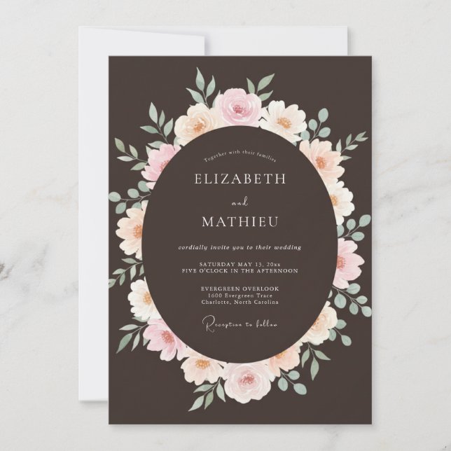 Invitación Boda Botánica Espresso Lush (Anverso)