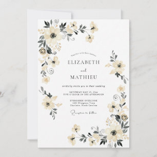 Invitación Boda Botánica Estatuaria de Crema