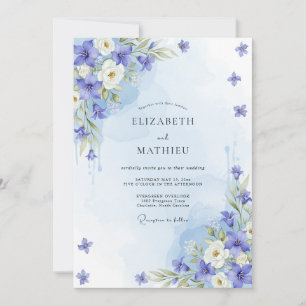 Invitación Boda Botánica Etérea Azul de Aciano